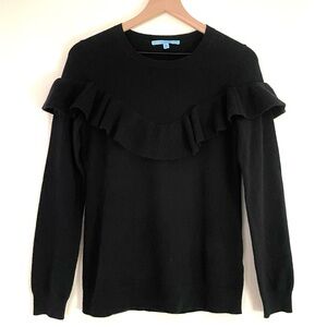 ANTONIO MELANI Black Cashmere Ruffle Donegal Giselle Sweater